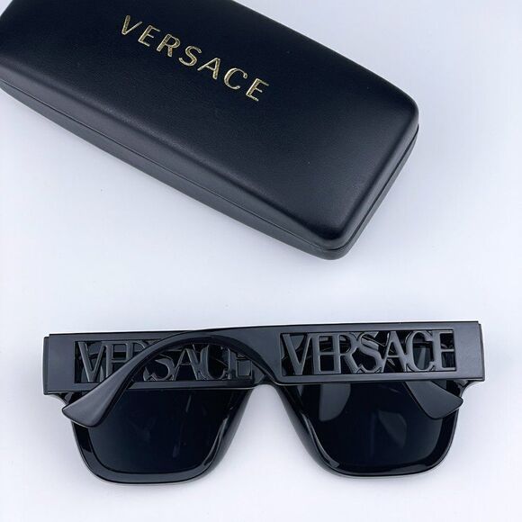 NEW Versace VE4430U GB1/87 Black Dark Grey Frame Logo Square Men Sunglasses main image 11